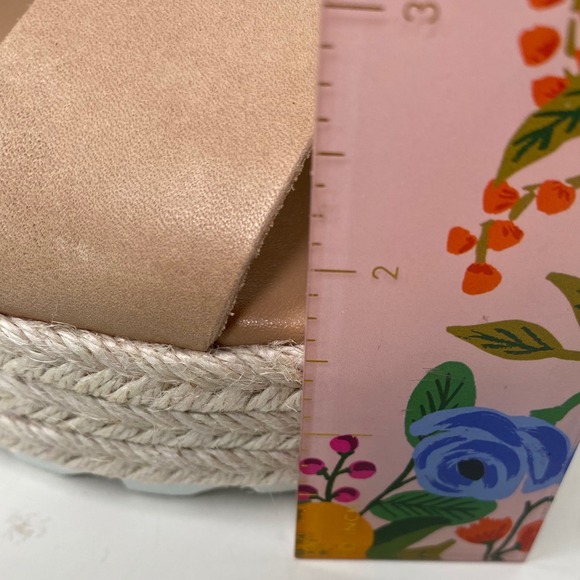 Sorel Cameron Flatform Leather Espadrille Sandals Tan Leather Hook & Loop Size 8 - Picture 11 of 11